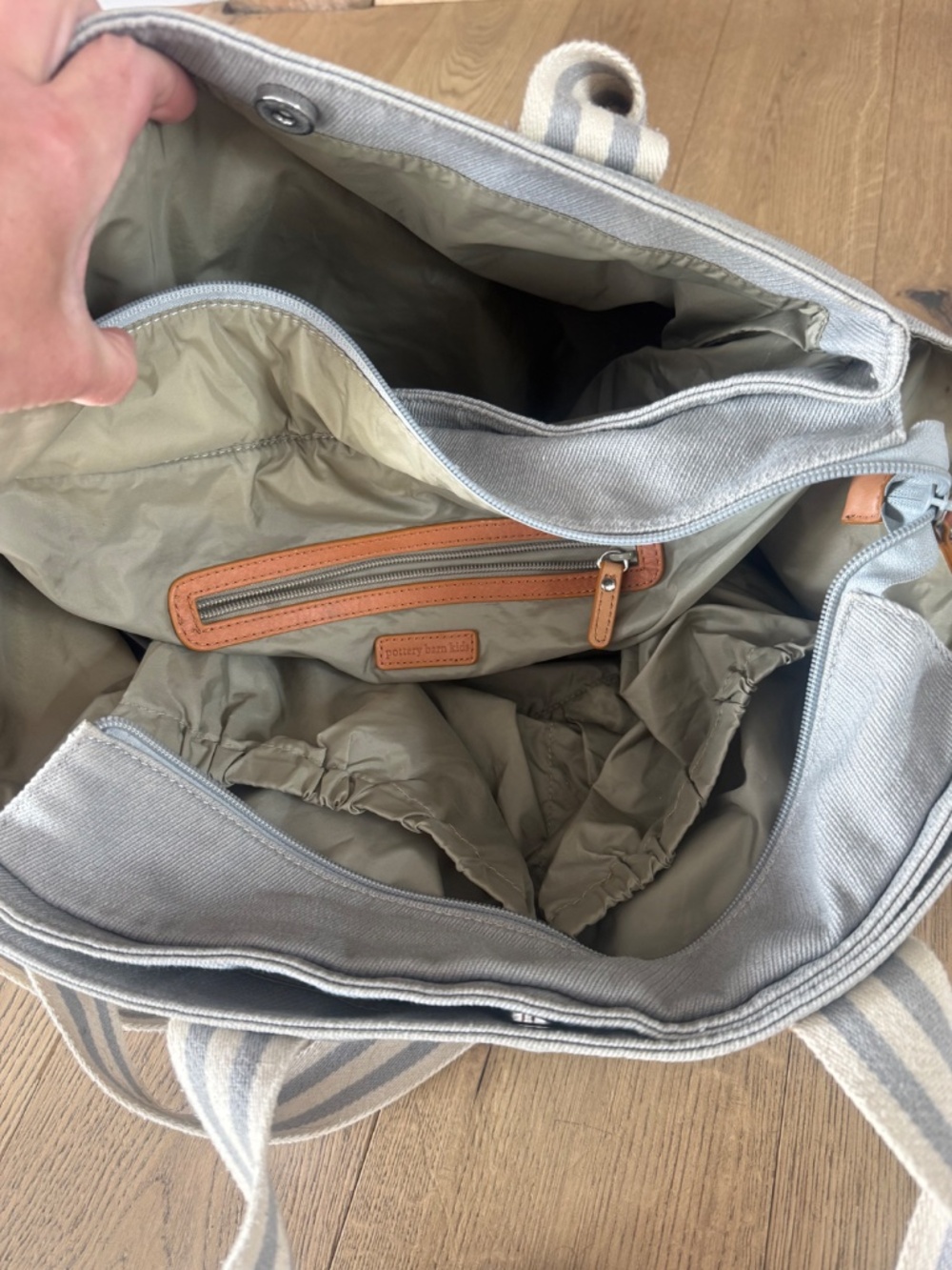 pottery barn diaper bag Gray And Brown Tote - Picture 4 of 7